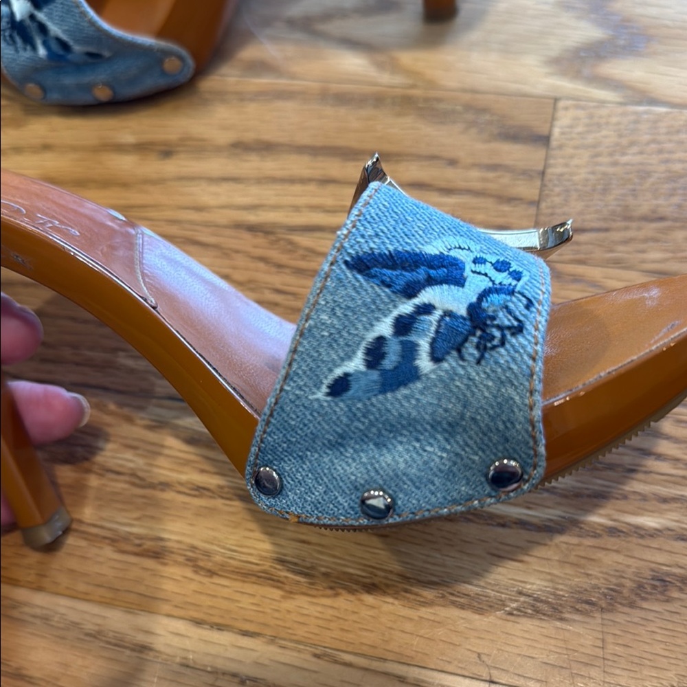 Dior Denim Slide lacquered Heel with Silver C & D & Stiletto - Picture 5 of 9